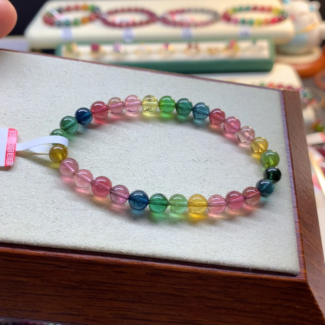 手链未镶嵌碧玺艳丽彩虹碧玺手链