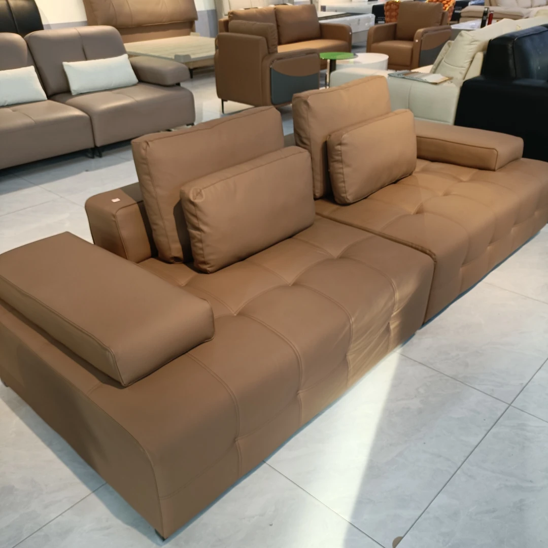 劳伦斯2米8直排轻奢时尚生态真皮沙发