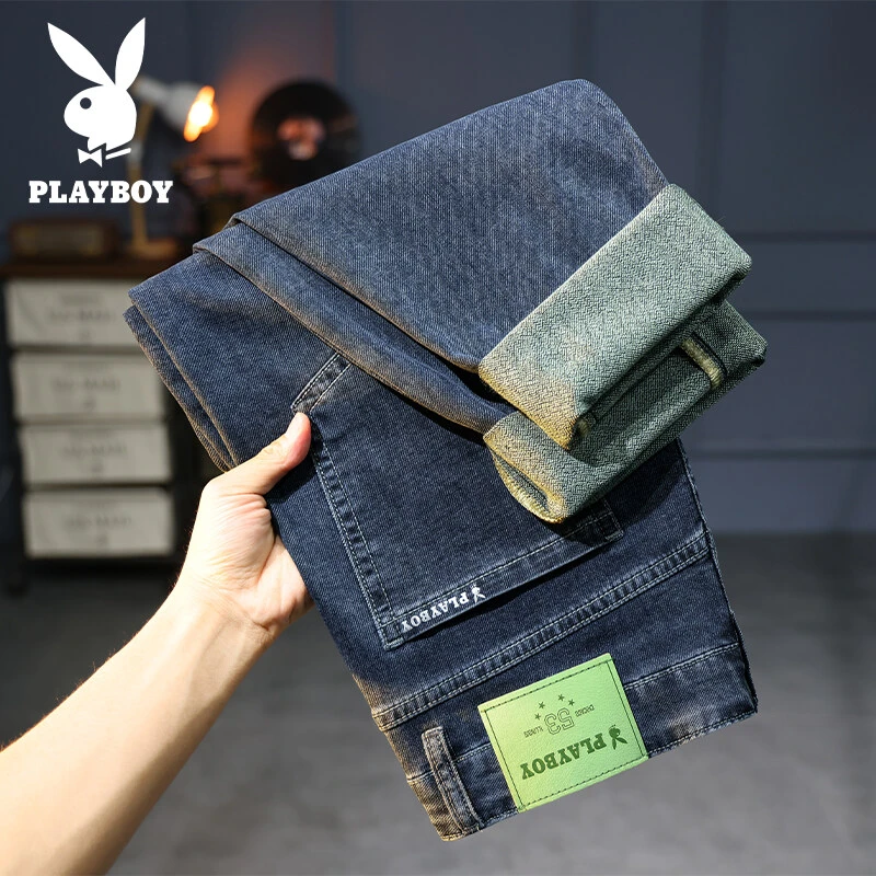 花花公子弹力薄款牛仔裤男士夏季新款直筒潮流百搭男裤休闲裤子男