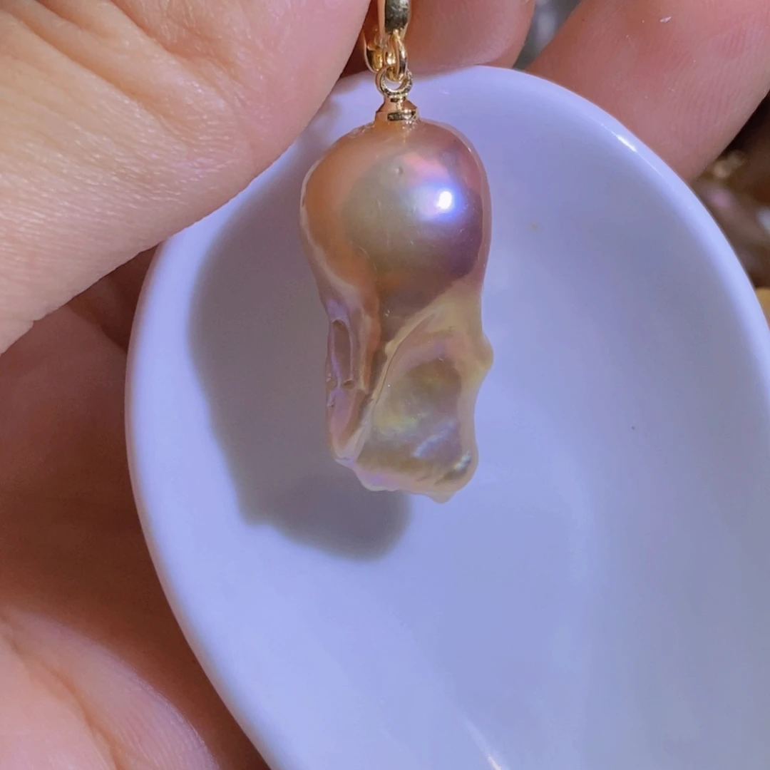 银S925镶嵌淡水珍珠天然淡水珍珠无染色无优化