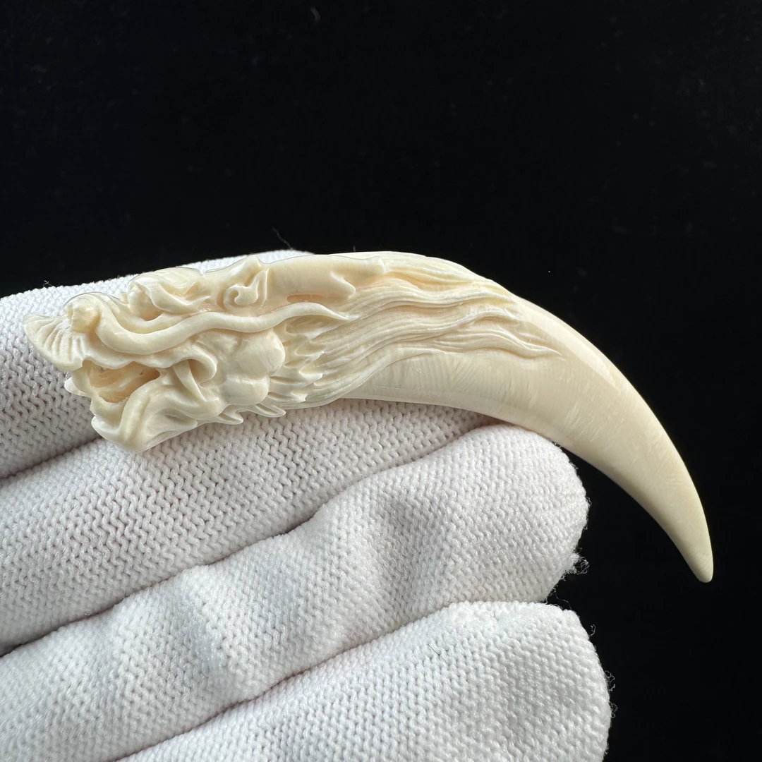 H3053 天然猛犸牙雕刻龙牙尖11.8*83mm 支持鉴定 假一罚四