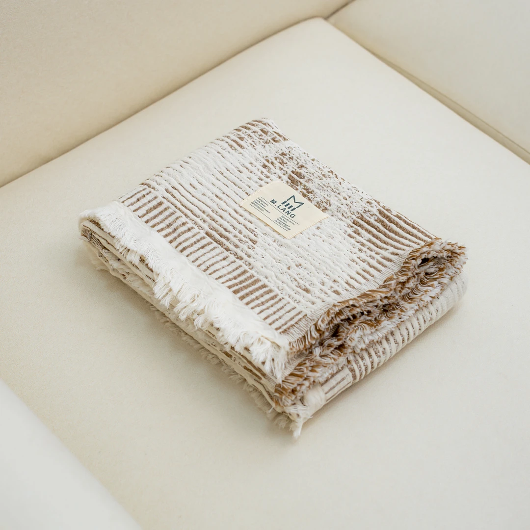 【京会社】棉麻流苏枕巾一对装52*78森荫