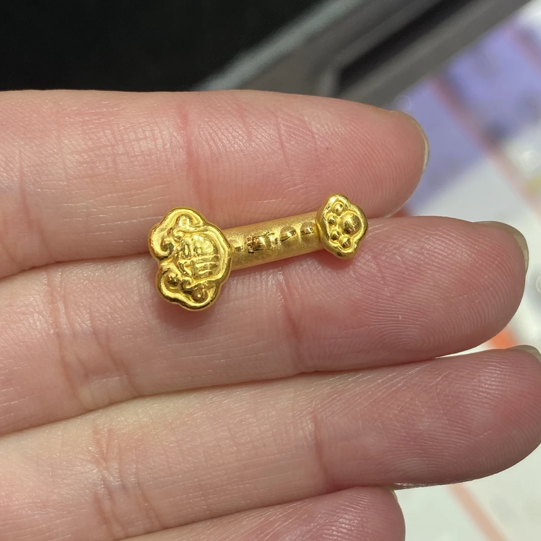 【中穿如意】六桂福足金手工编绳3D硬金精致送人礼物