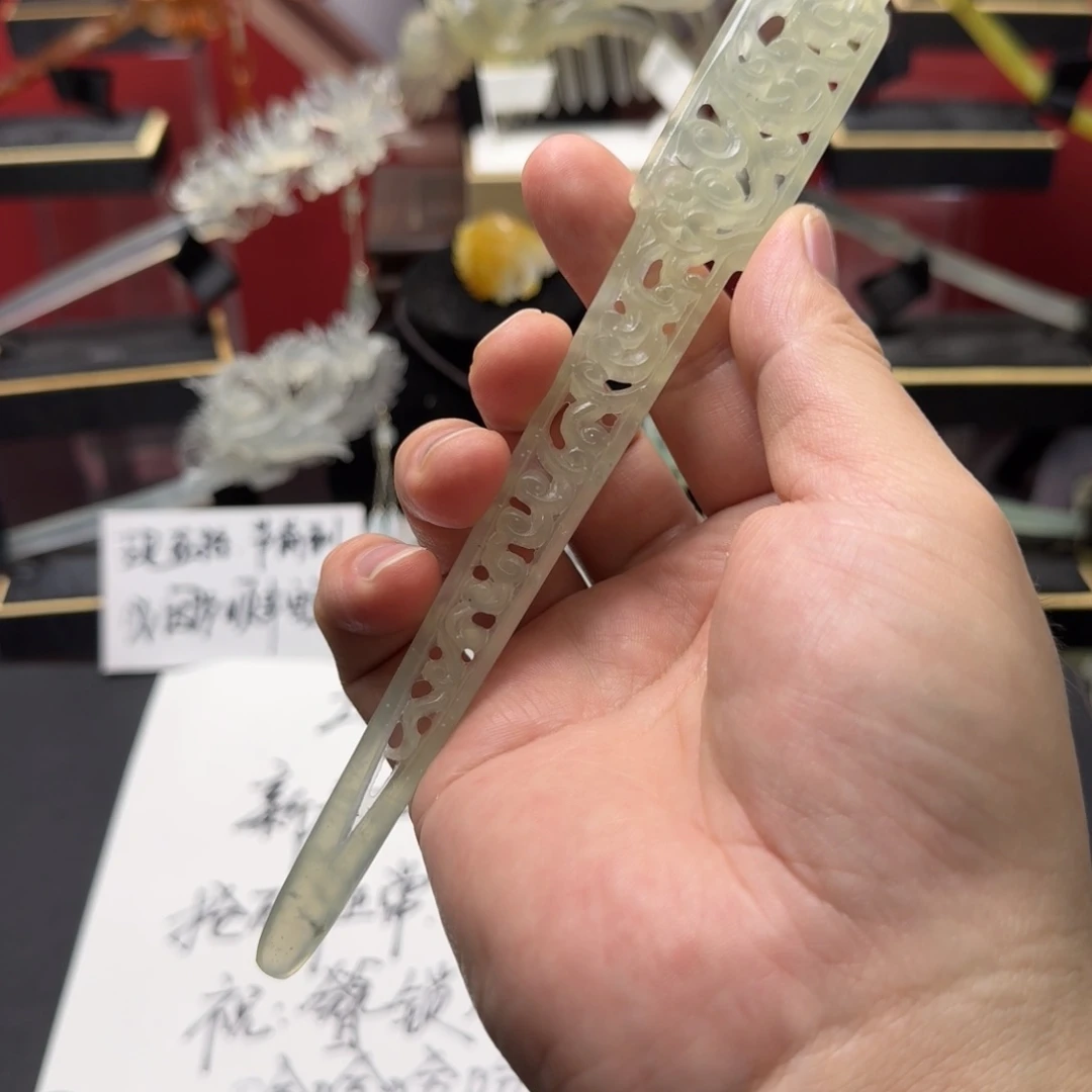 岫玉发饰未镶嵌明君玉簪就是好看