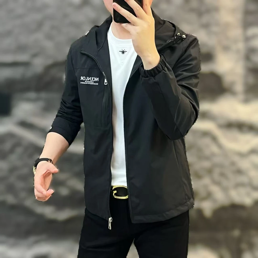 新款高端男士潮流百搭时尚个性春秋休闲连帽夹克sj9563-1