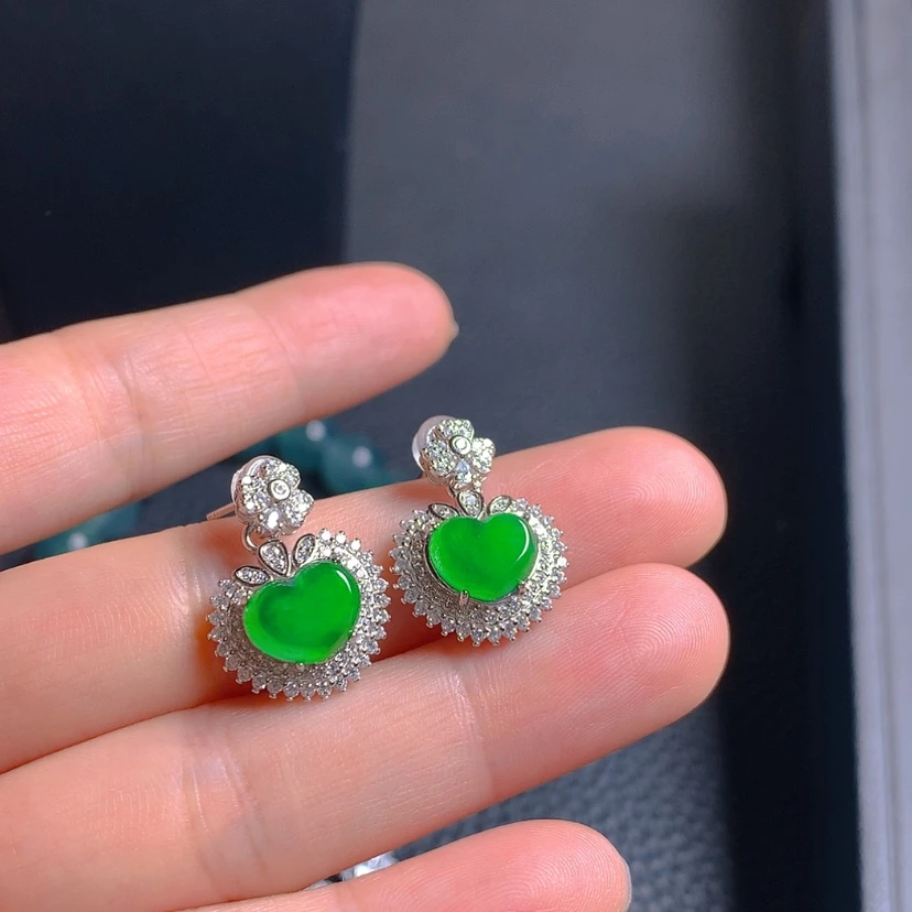 【闪购商品】翡翠耳饰银S925镶嵌耳钉