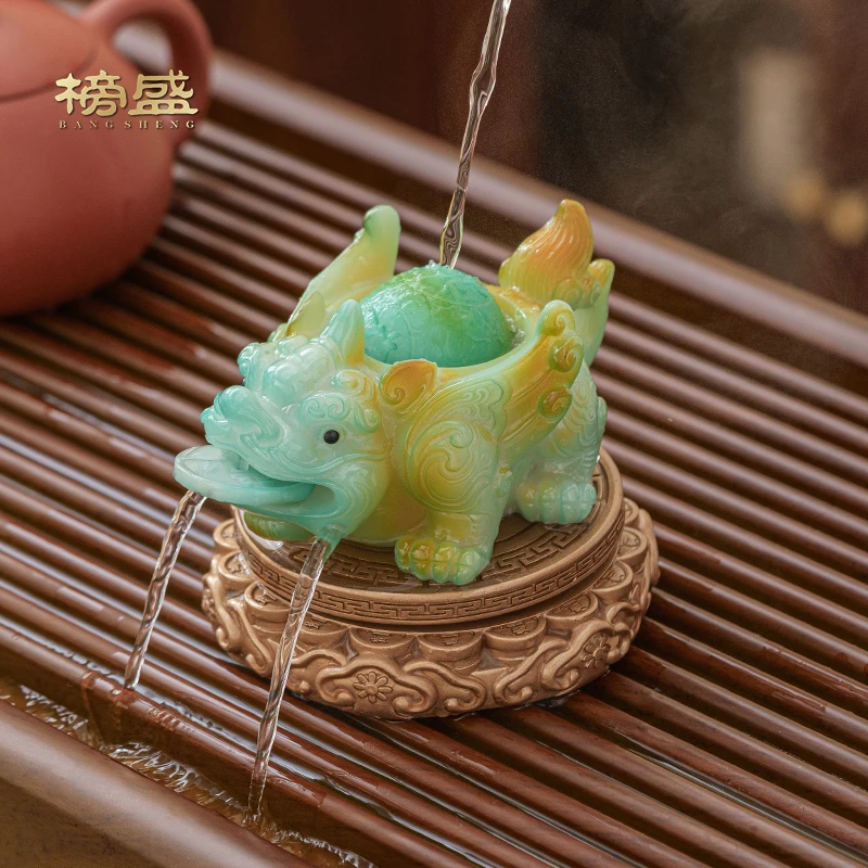 茶宠高温变色时来运转貔貅茶宠喷水貔貅功夫茶具配件茶具饰品摆设