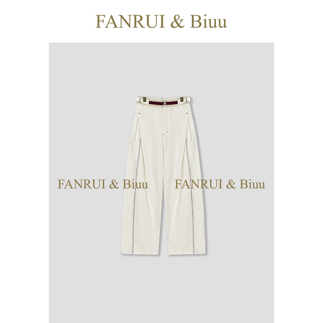 FANRUI/泛芮「飒迹」夏季新款复古显瘦垂感休闲百搭女直筒裤B17232