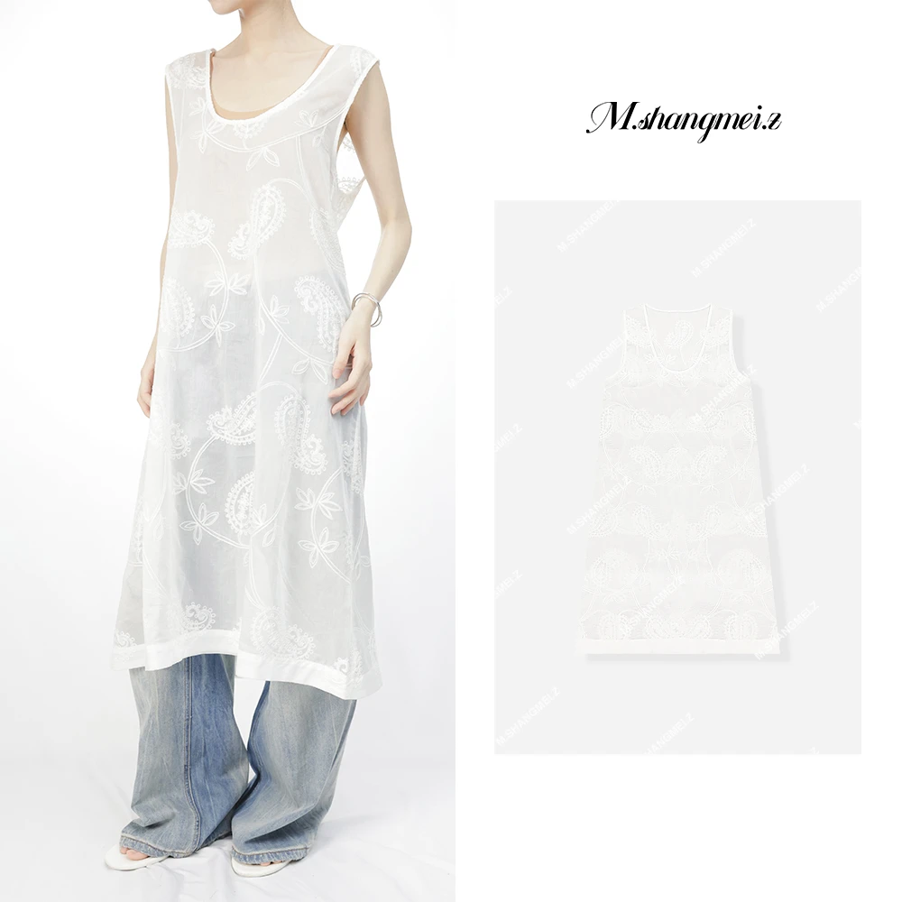 M.SHANGMEI.Z/沐熙【佩斯利裙】美大哥精致绣花无袖连衣裙X052493