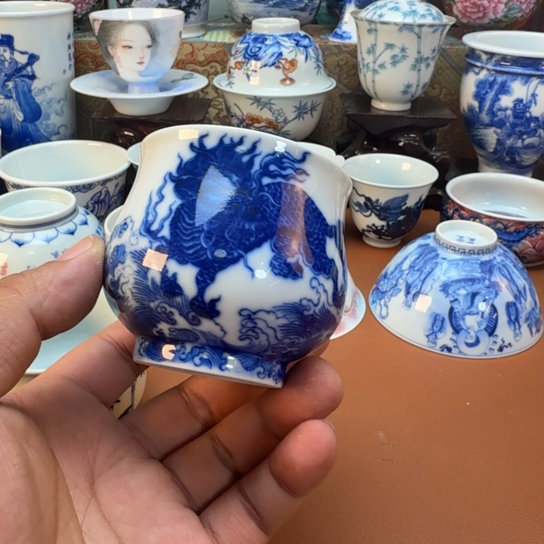 小***黄陶杯子景德镇全手工手绘陶瓷