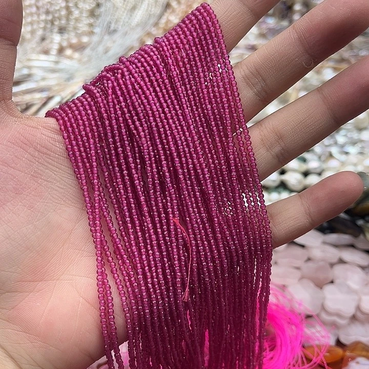 玛瑙/玉髓未镶嵌珠宝半成品2条2mm左右红宝刻面