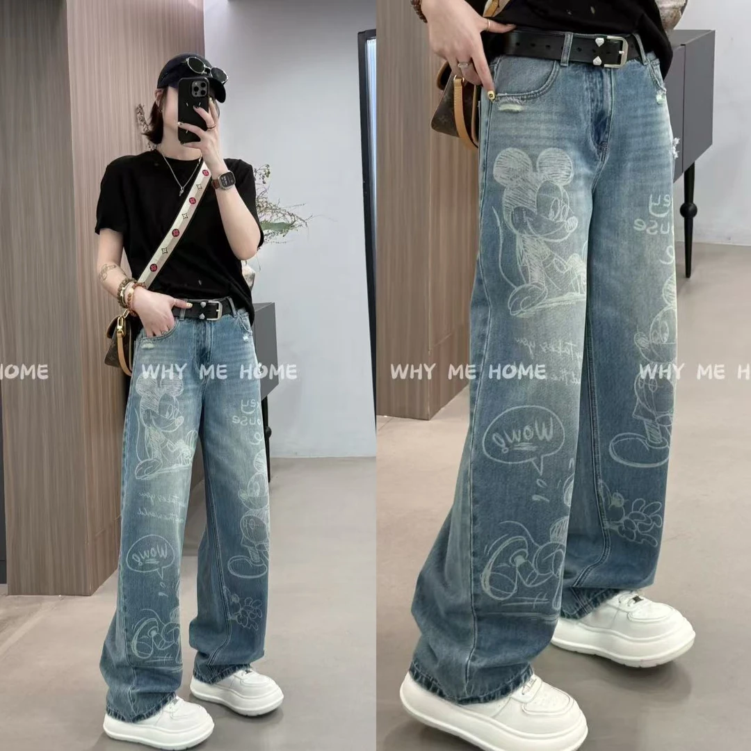 【十月-涂鸦牛仔】重工卡通涂鸦减龄显瘦百搭休闲牛仔裤8270