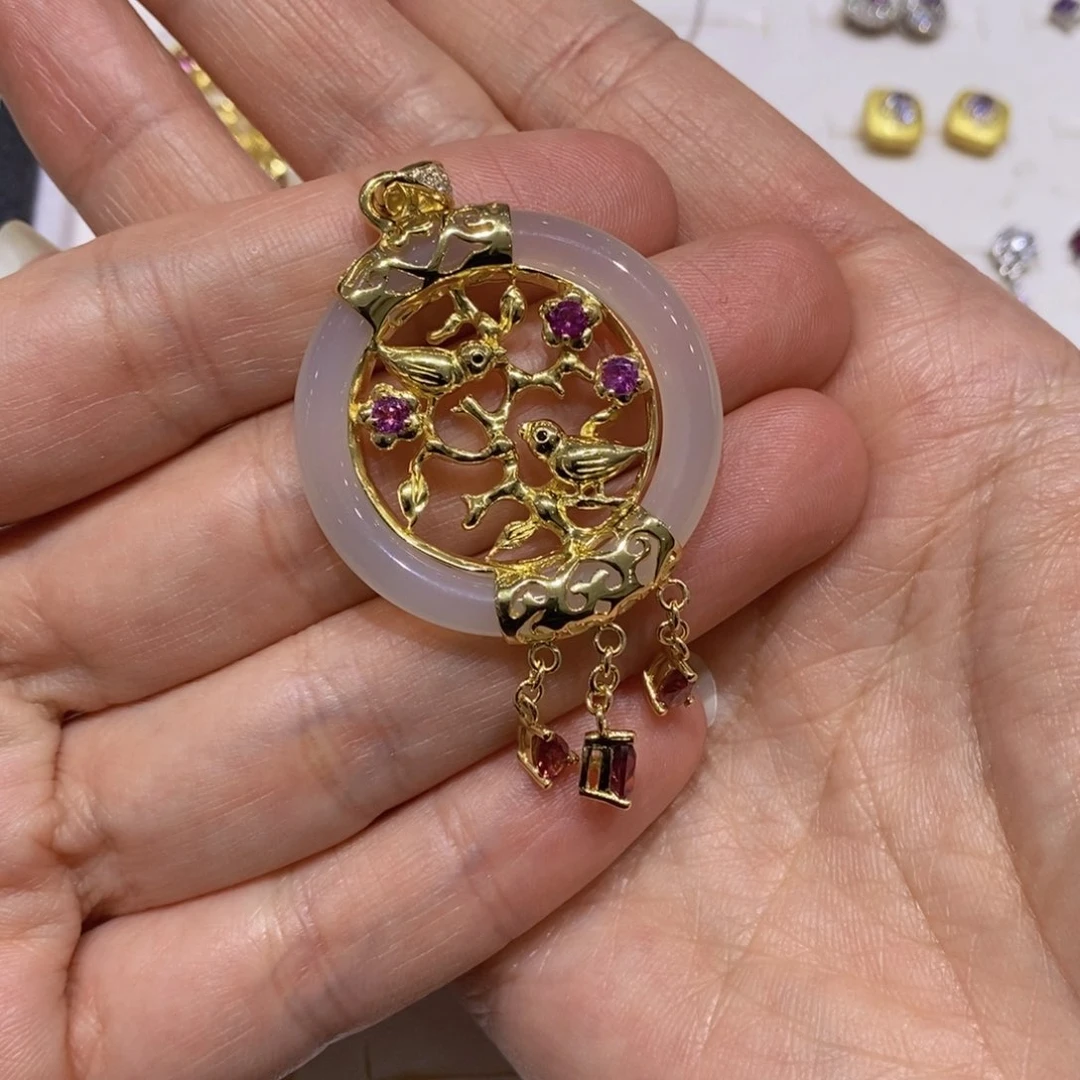 和田玉吊坠(不含链)银S925镶嵌爱****猫