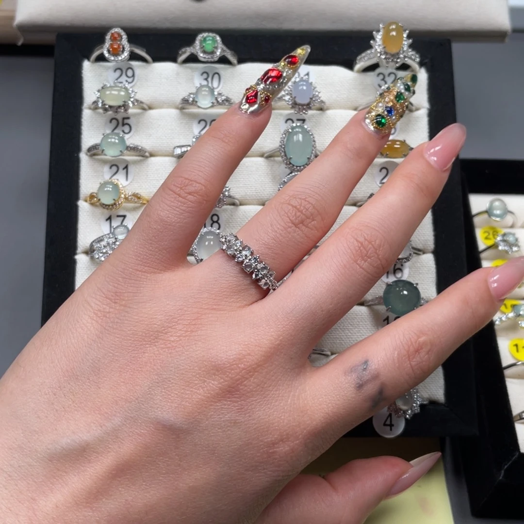 翡翠银S925镶嵌戒指999990119