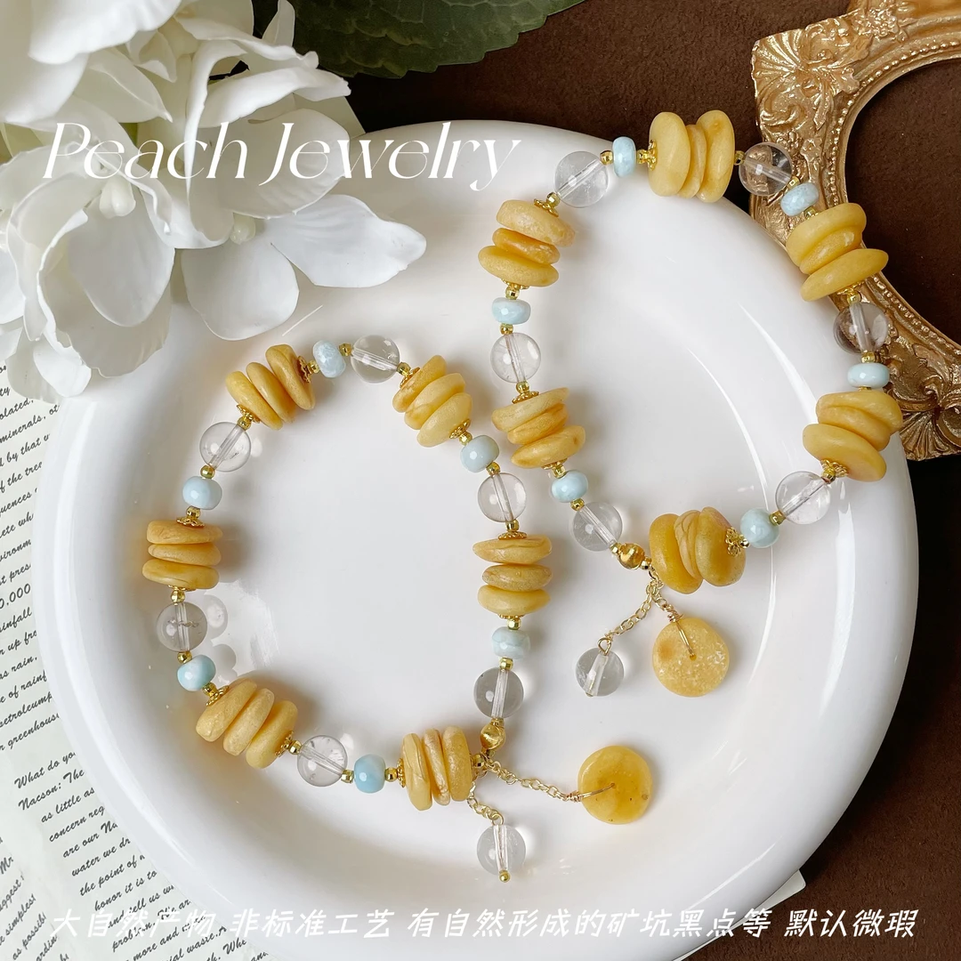 《黄油落日》原皮蜜蜡（含纹、坑）手链 X-L146 多样性发一颜色微差