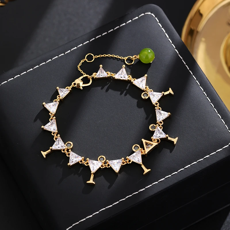 铜合金手链 《货号7484》高脚酒杯手链（链长：18+4cm）