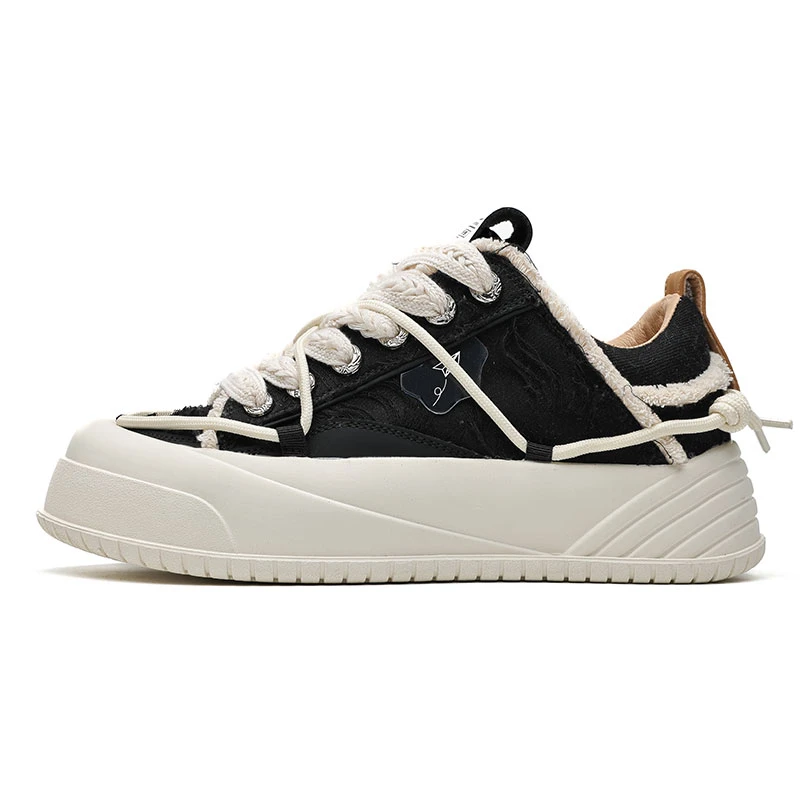 小众潮牌纸飞机乞丐帆布鞋男女日系设计感绑带厚底增高板鞋黑色潮