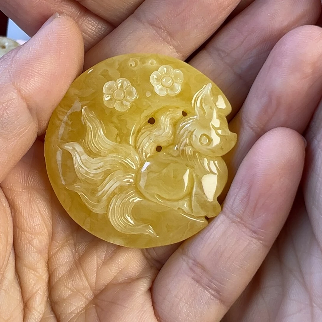 蜜蜡吊坠(不含链)未镶嵌7*7花粉特价