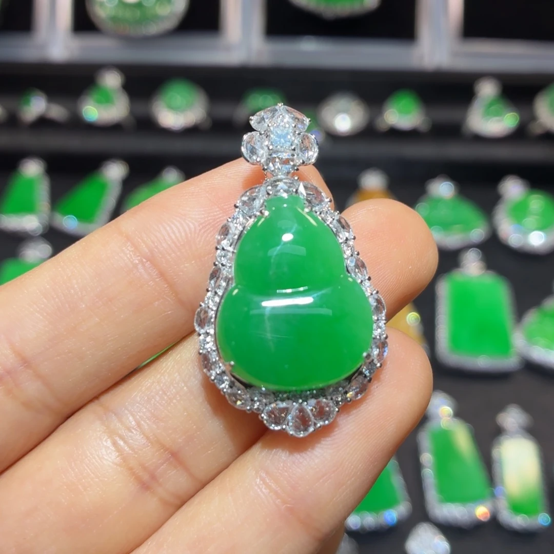 翡翠18K金镶嵌吊坠(不含链)翡翠