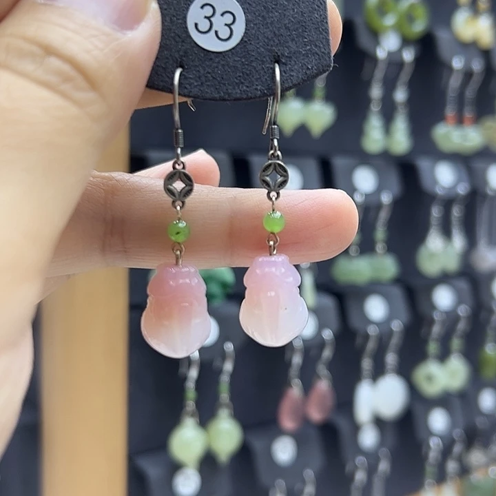 银S925镶嵌南红玛瑙耳饰