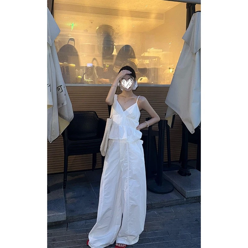 2025夏季女装时尚气质套装显瘦百搭背心吊带上衣宽松休闲阔腿裤