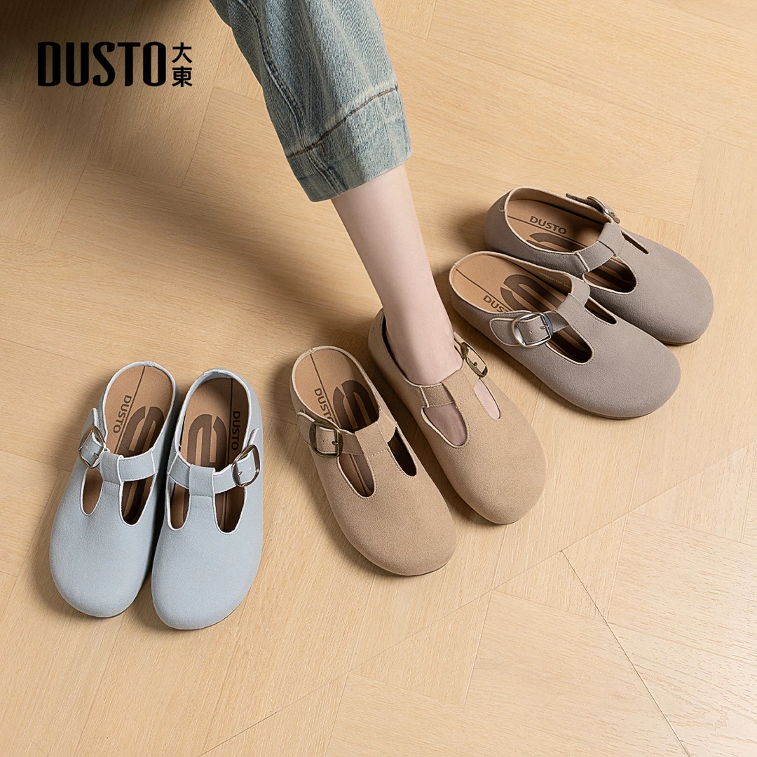 大东复古勃肯拖鞋女秋外穿出游百搭休闲女鞋低跟舒适包头凉拖0173