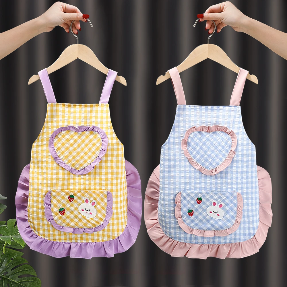 女宝宝罩衣儿童围裙公主裙防水防脏夏季婴儿吃饭围兜手工画画护衣