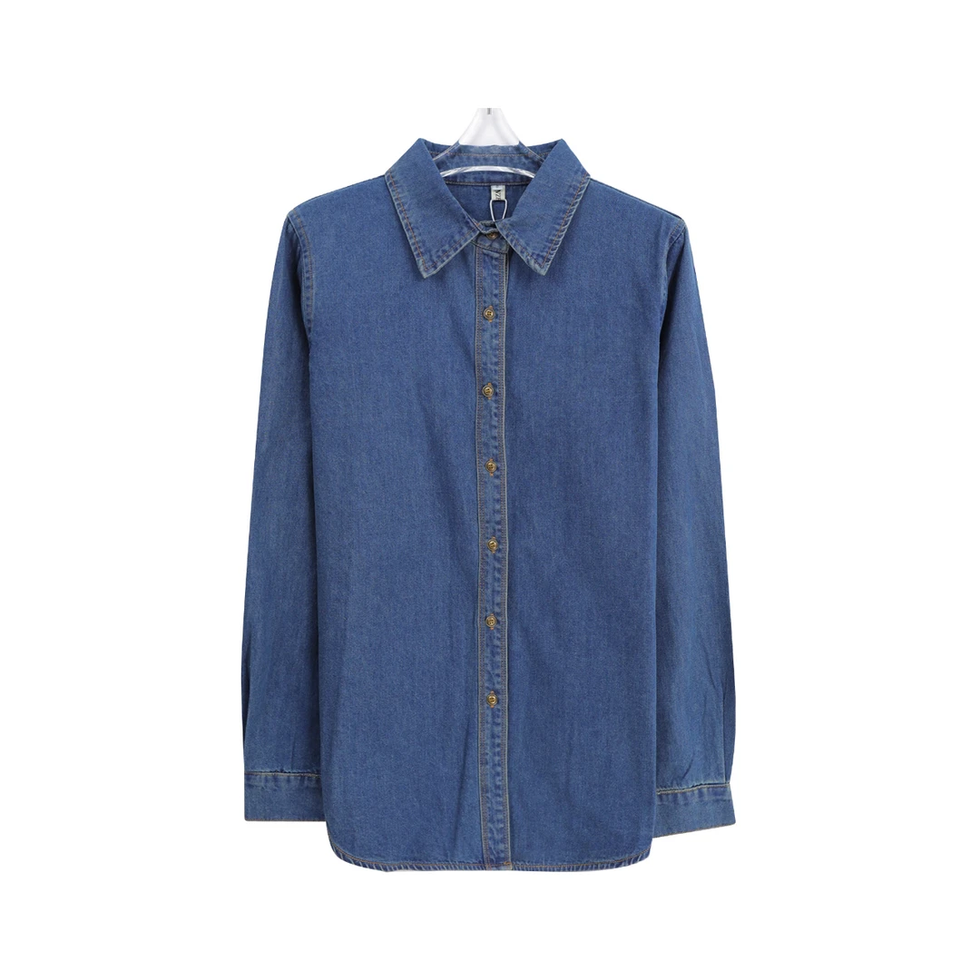 薄款牛仔衬衫女长袖翻领休闲百搭显瘦洋气外套上衣C68014