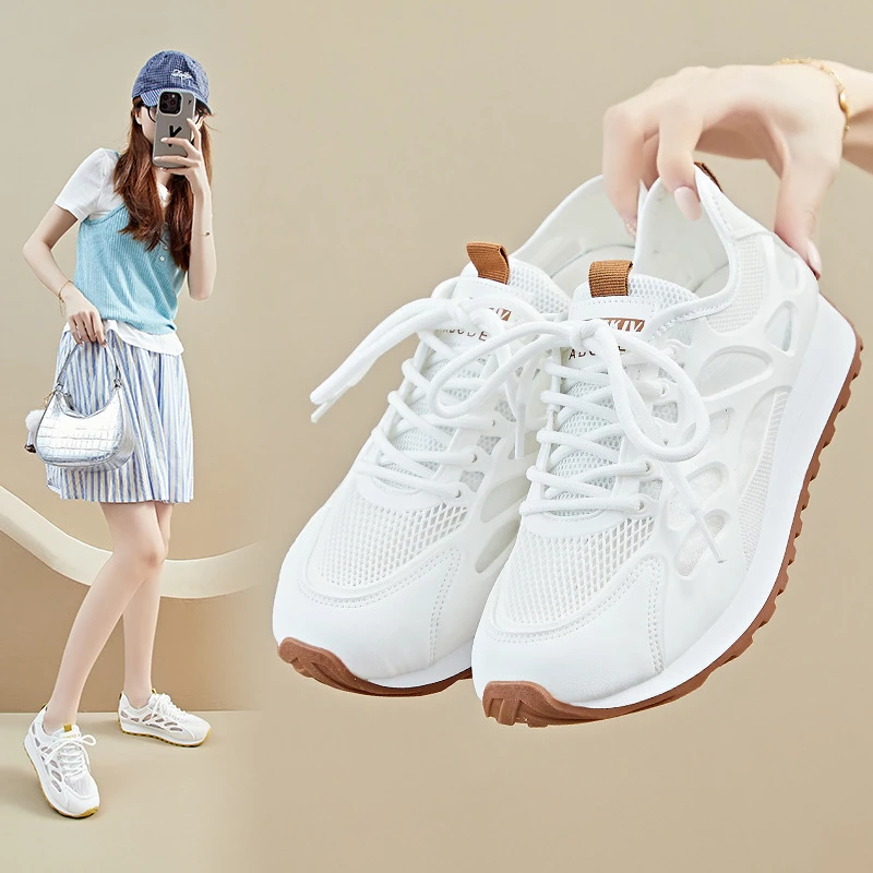 韩版新款老爹鞋女2025夏季学生运动鞋跑步休闲鞋网面增高透气百搭