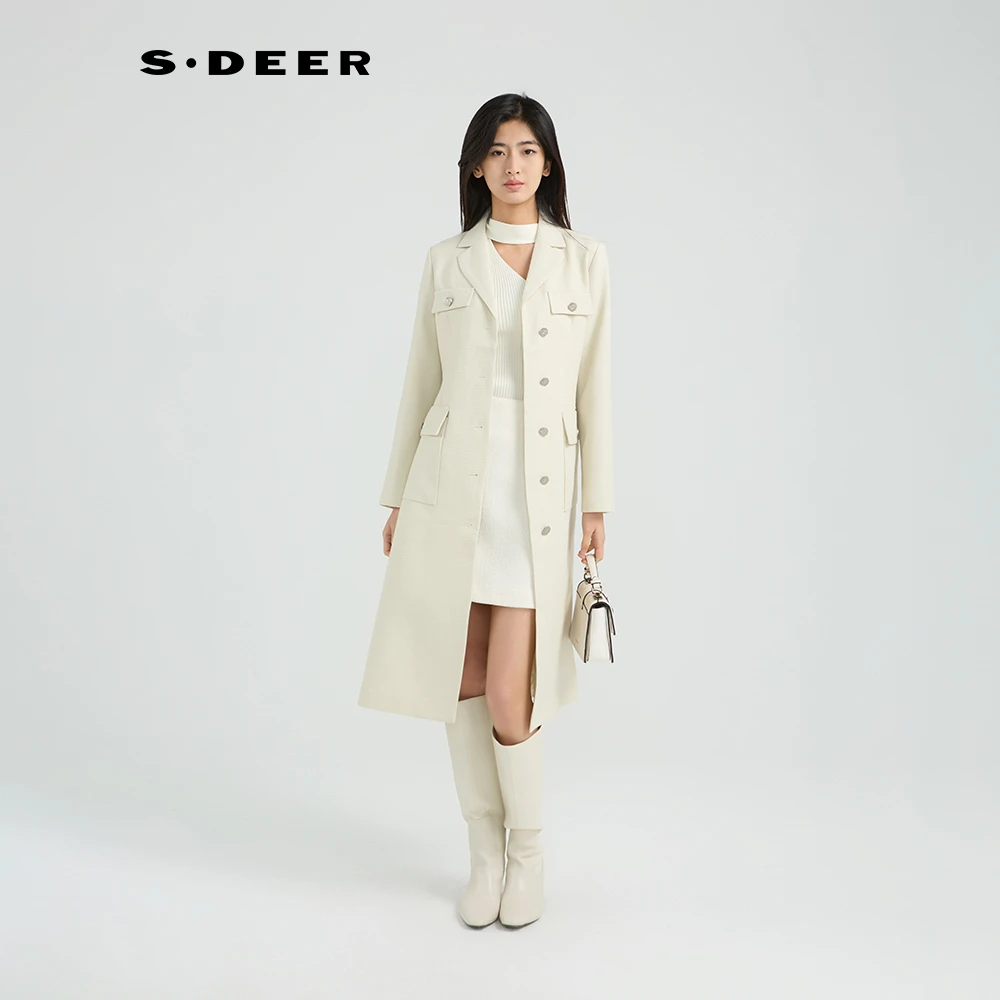 【百城万象】圣迪奥收腰系带气质百搭中长款经典风衣外套S243Z1803