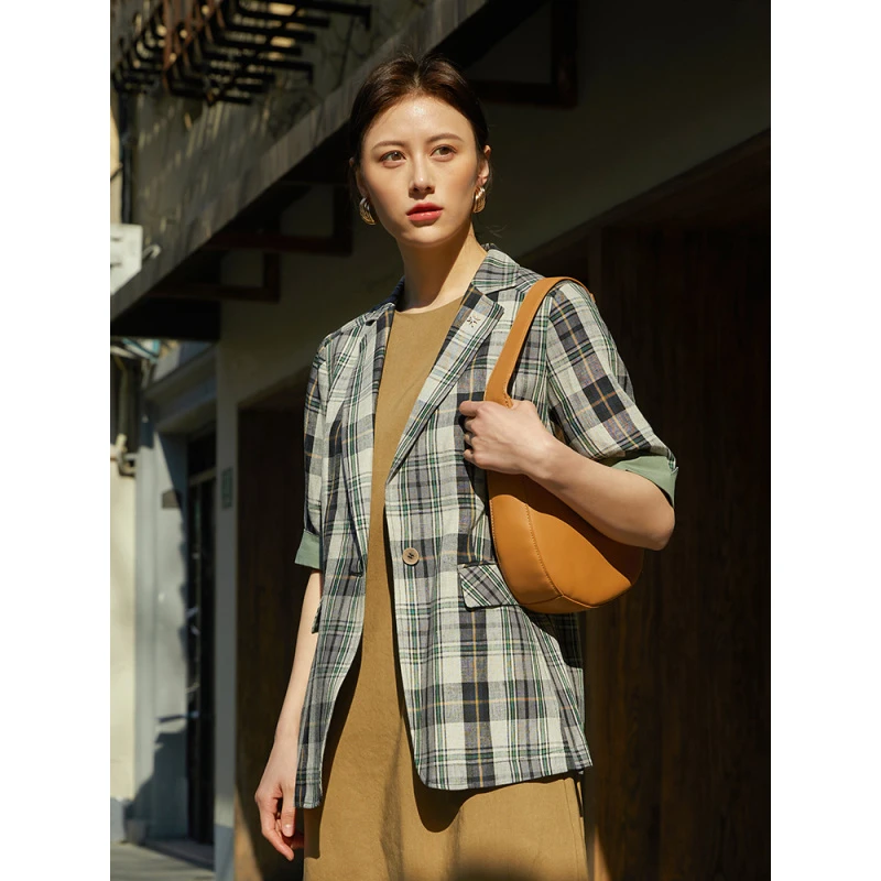 FEIZI夏款格纹西装外套2B1D3