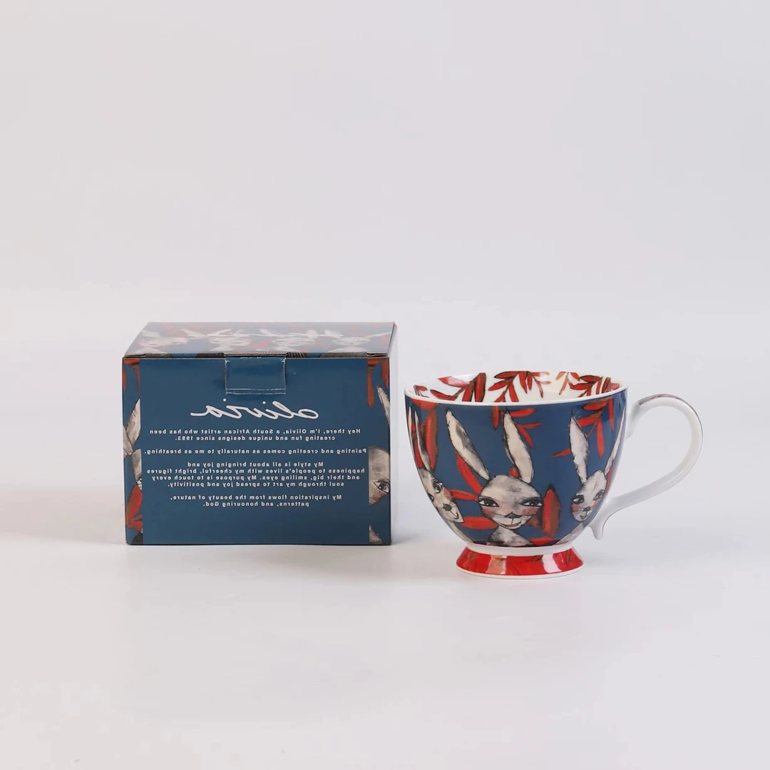 【300ml】摩瑟家居【南非Olivia早餐杯-蓝】HAZC花瓶摆件玻璃