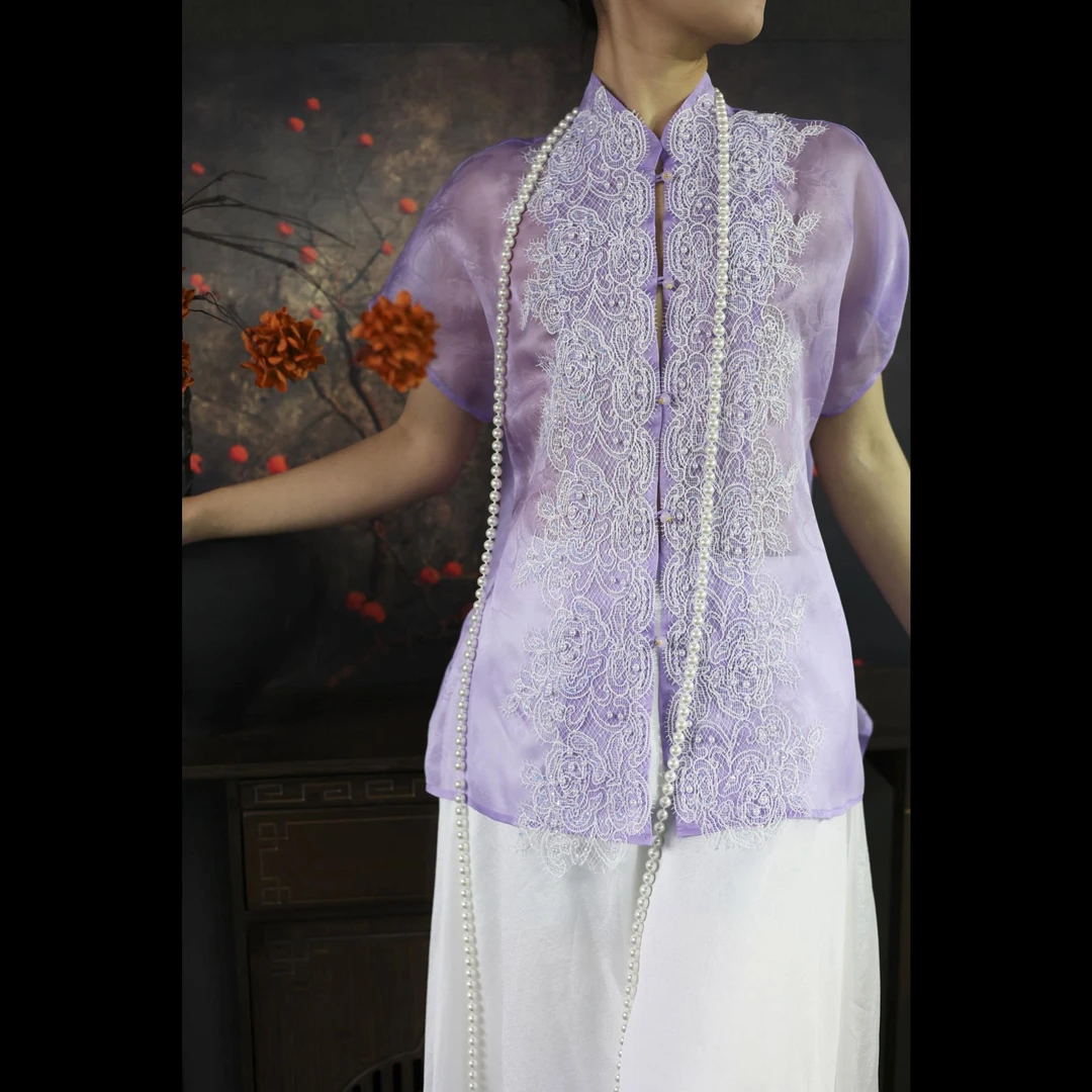 【花园·假日】XM轻奢法式飘逸时尚百搭蕾丝高级优雅气质短袖上衣