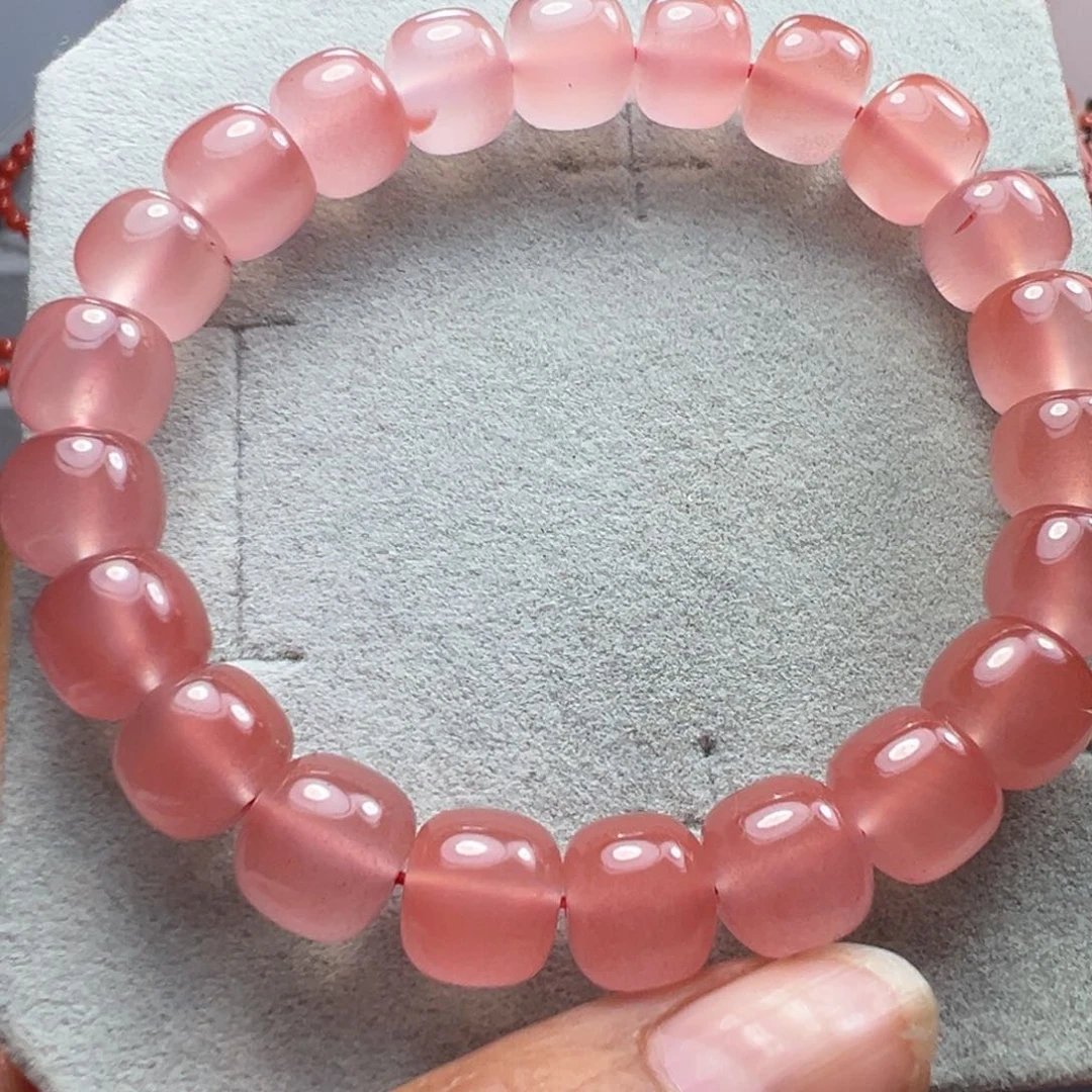 南红玛瑙天然原矿冰粉老型珠单圈手串未镶嵌