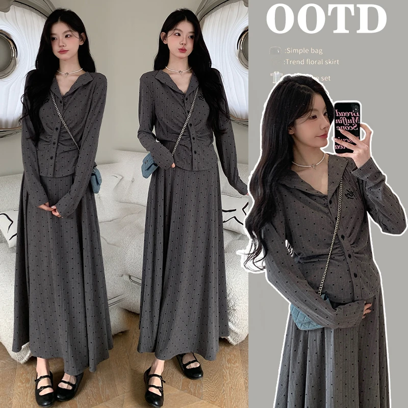 【喵喵严选】孕妇装春季套装新款波点孕妇上衣孕妇半身裙穿搭套装