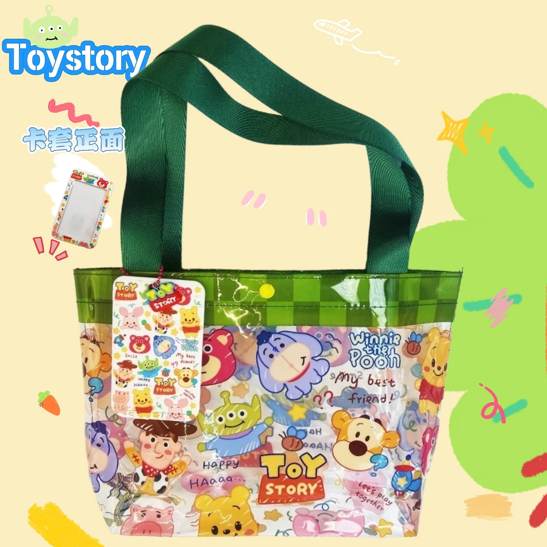 原创2025新款透明手提包PVC日系可爱卡通透明防水印花手提收纳袋