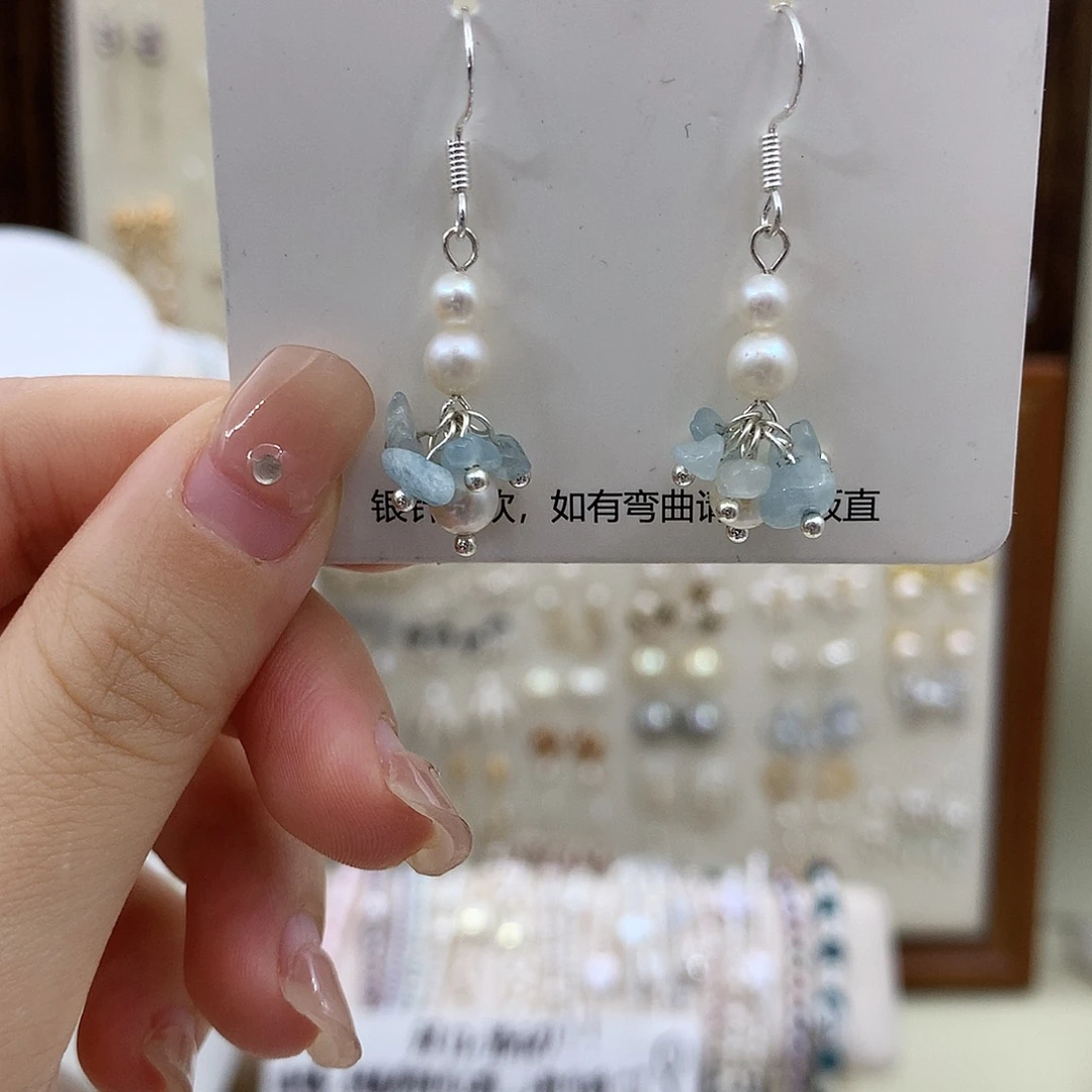 淡水珍珠耳饰银S925镶嵌