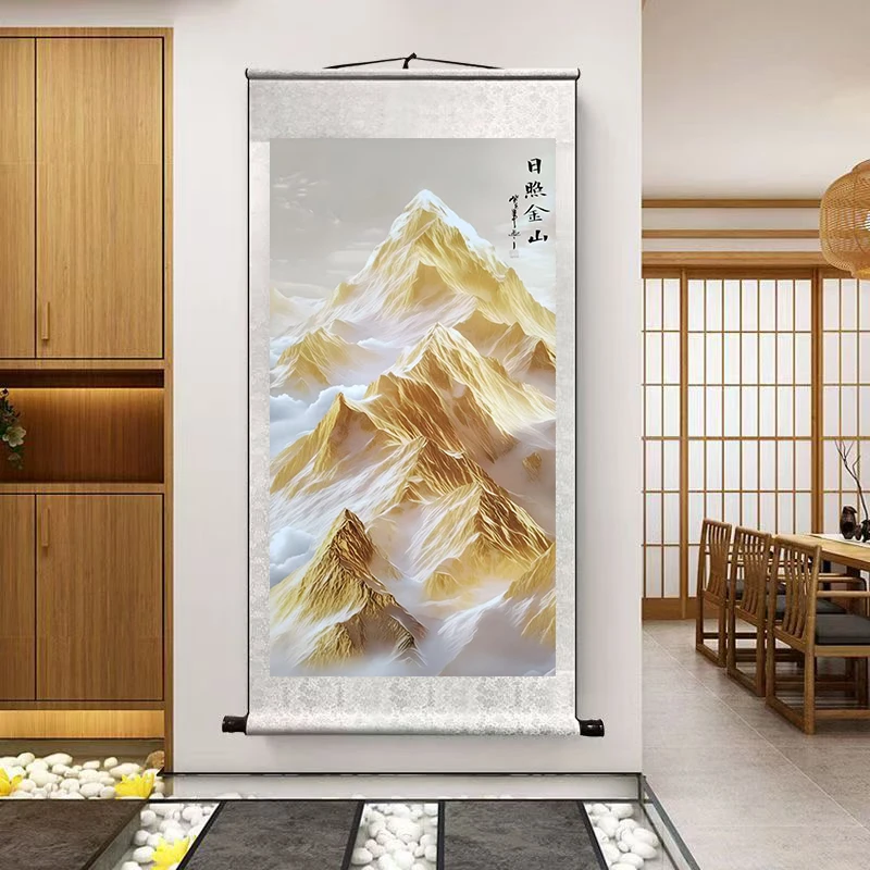 四尺-《日照金山》-竖幅-玄关-风景挂画