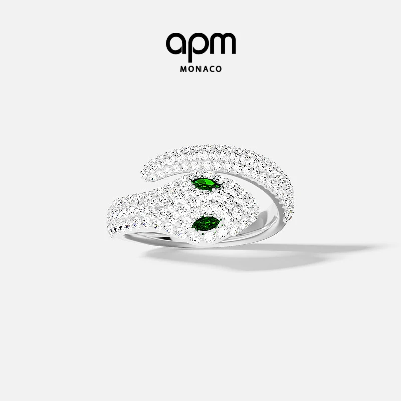 APM Monaco 个性绿眼灵蛇轻奢戒指情侣对戒轻奢高级感