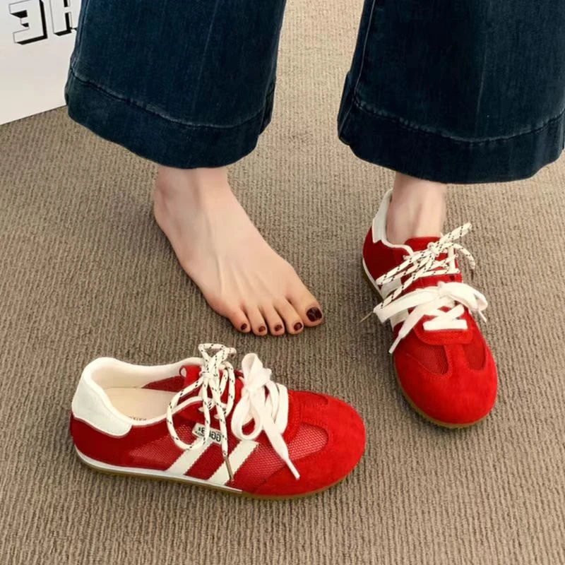 208-16 透气网面系带德训鞋阿甘鞋小白鞋女2025学生网鞋运动鞋女