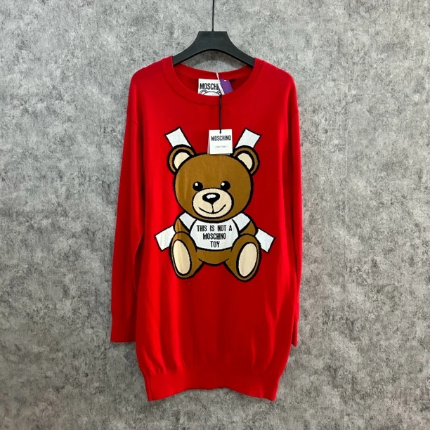 未使用 Moschino/莫斯奇诺 莫斯奇诺红色小熊针织衫