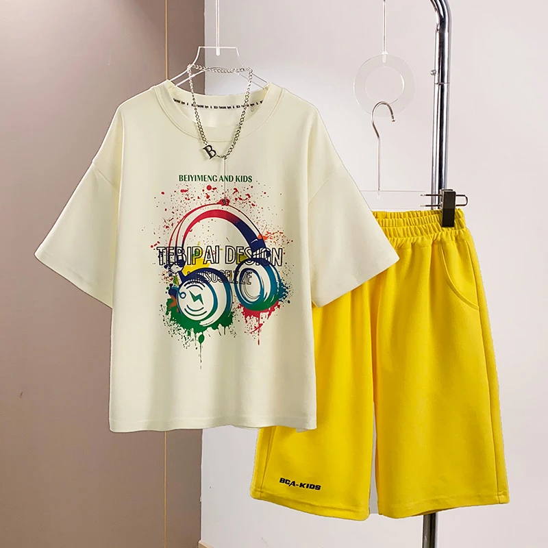 BCA【冠军代言】中大童青少年夏季休闲时尚短袖套装DF-套装3502