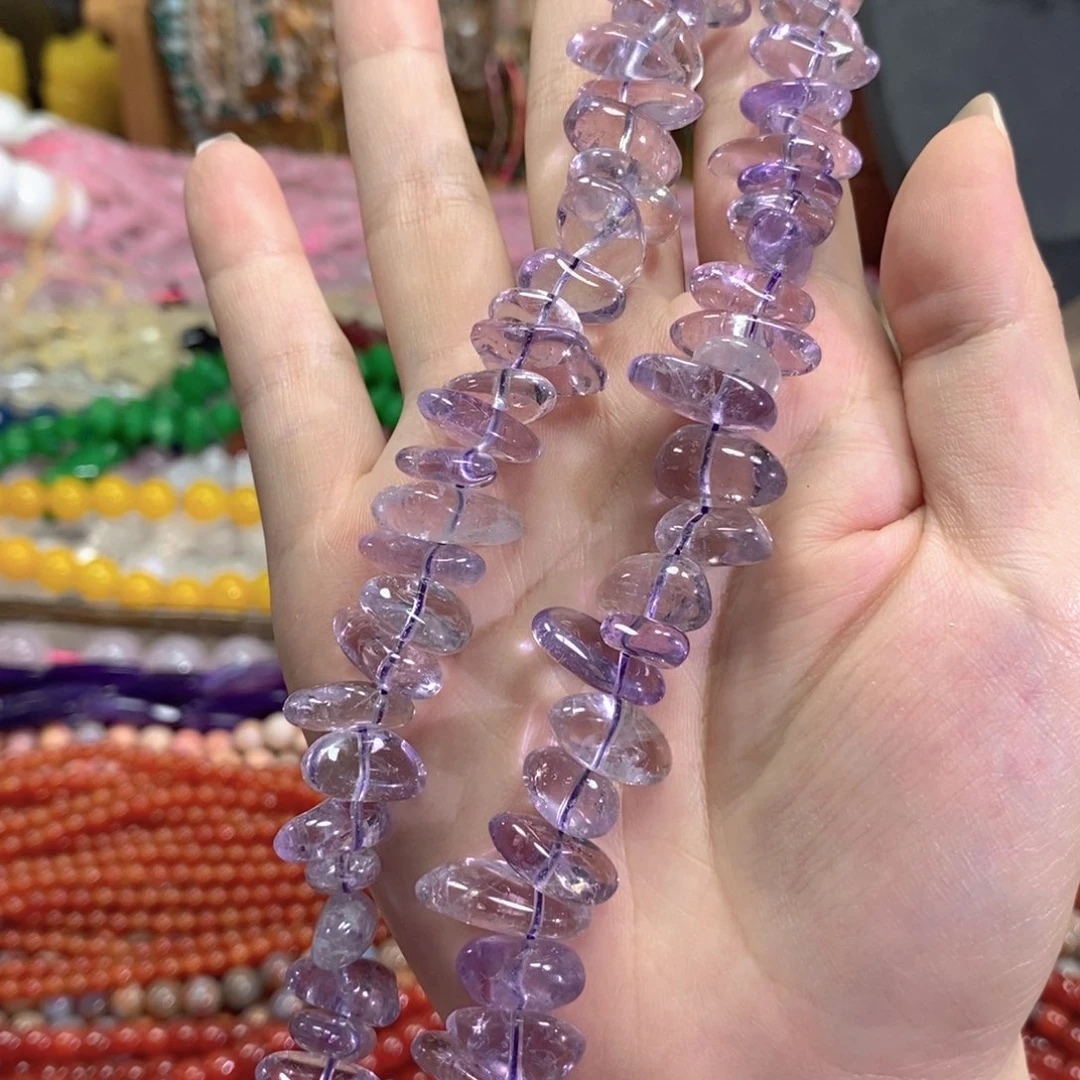 玛瑙/玉髓未镶嵌珠宝半成品紫水晶中孔一条卡16mm