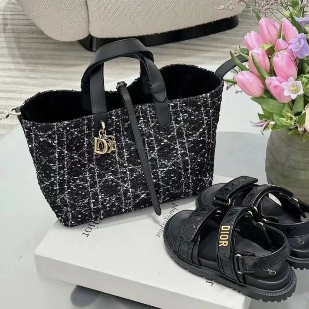 95新 DIOR/迪奥 只盒外场/24春夏粗花呢Toujours大号土著包