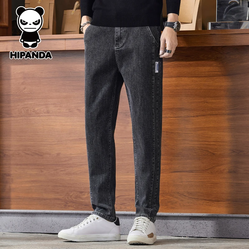 HiPanda你好熊猫高端牛仔裤男士秋季百搭休闲宽松潮流直筒长裤子
