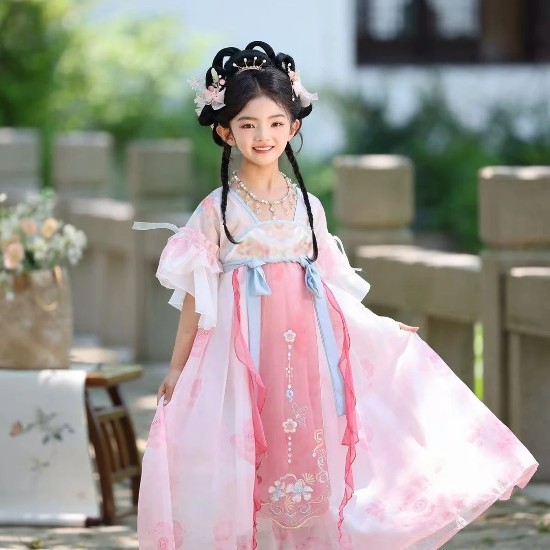 新款女童夏季高端国风公主汉服襦裙连衣裙薄款仙气古风飘逸礼服裙