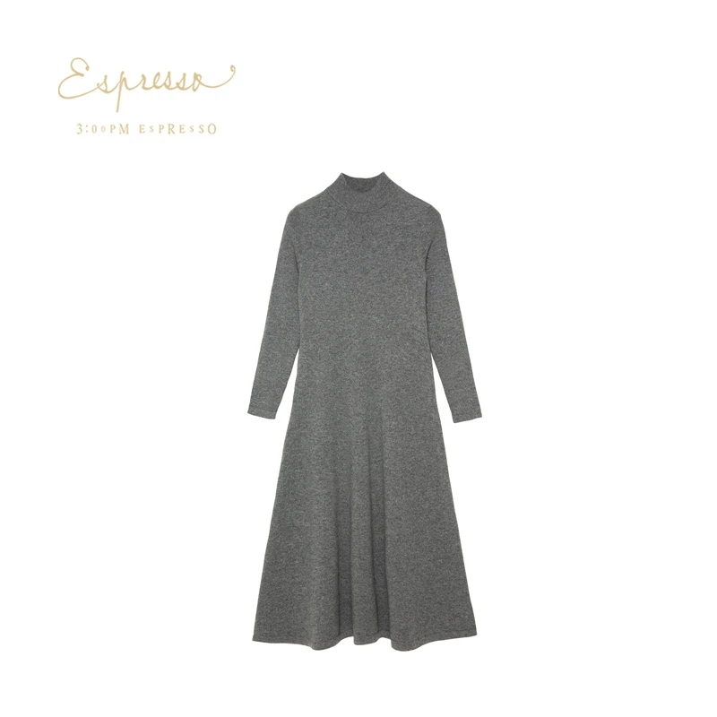 【可可专属】ESPRESSO半高领后背镂空花A摆连衣裙BJF102005