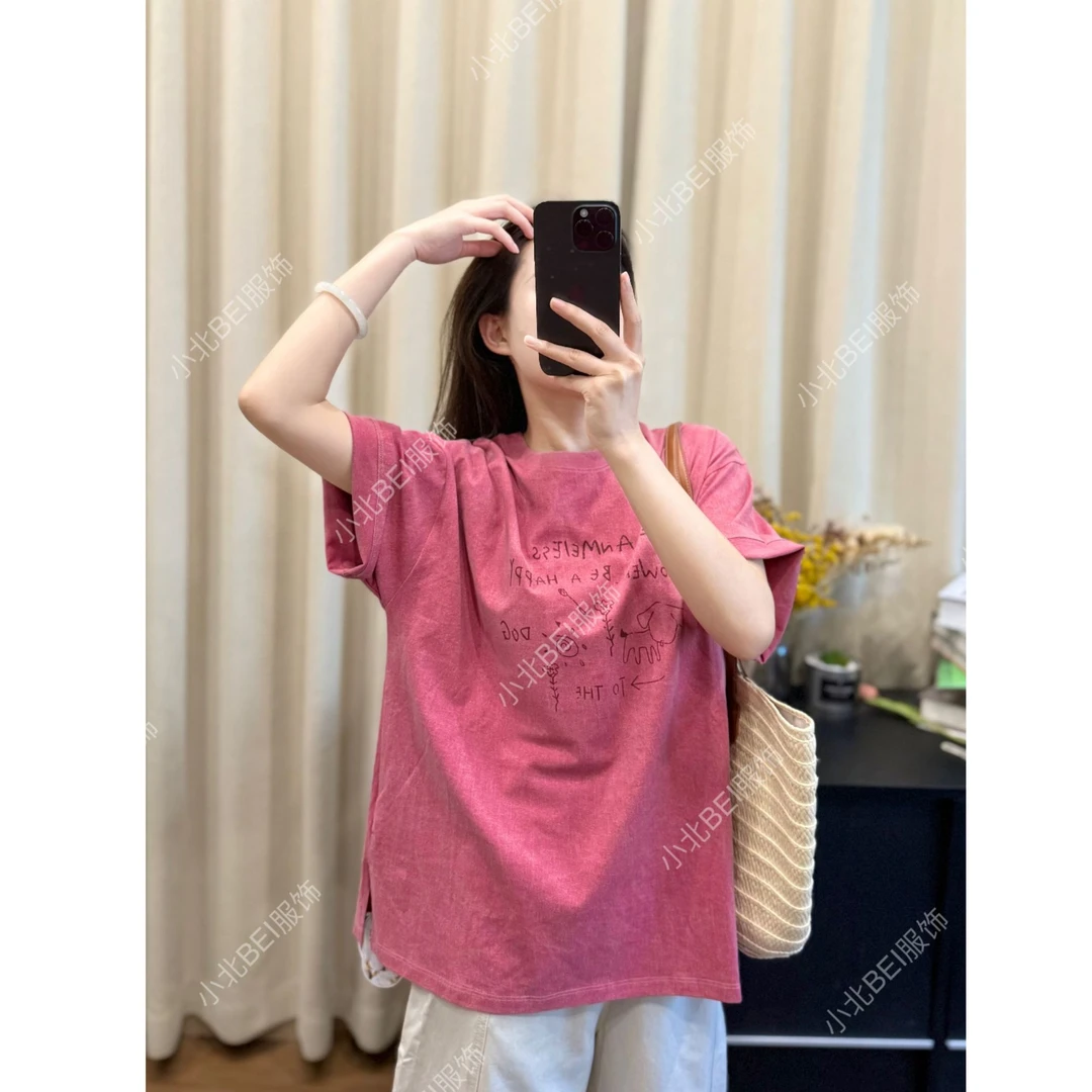 【字母印花T恤】245g重工砂洗棉 夏季宽松时尚百搭短袖