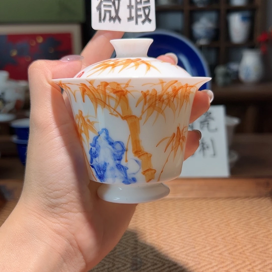 【闪购商品】微瑕 手绘 盖碗