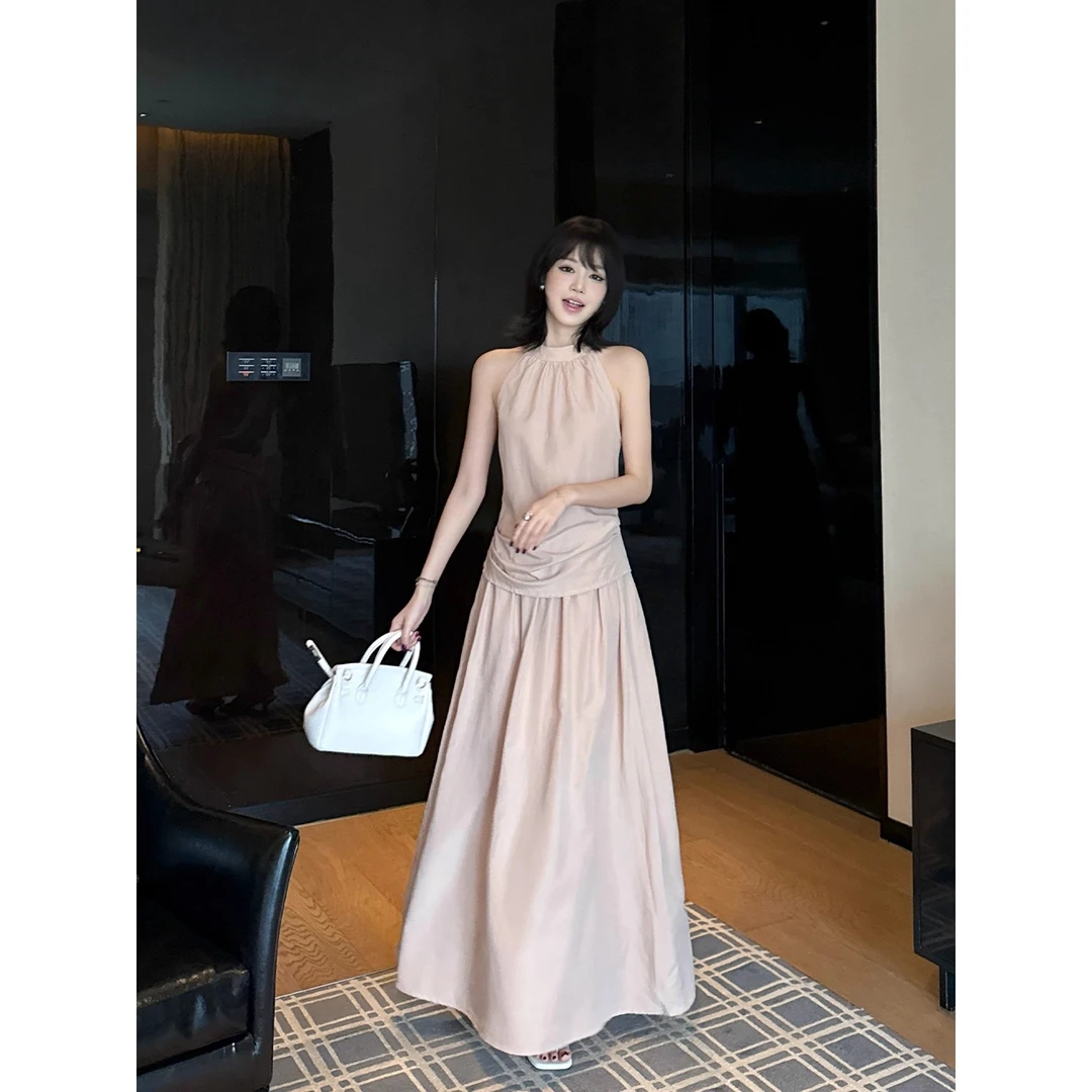 不冷BULENG 早秋款雾粉高领收褶半身裙套装高级感两件套